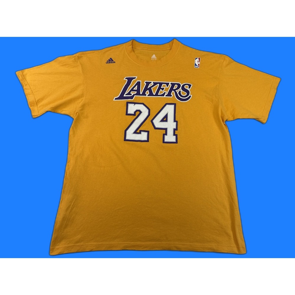 adidas NBA Kobe Bryant Los Angeles Lakers Jersey Shirt L Gold Graphic 100%